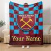 Name Custom West Ham United Print Flannel Blanket High Quality Warm Comfortable Cover for All Seasons Perfect for Gifts Home Decor