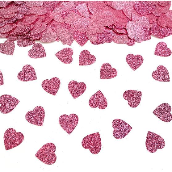 Heart Confetti Glittery Rose Gold Love | Valentine's Day Wedding Anniversary Engagement Bachelorette Party Festival Decoration Supplies |