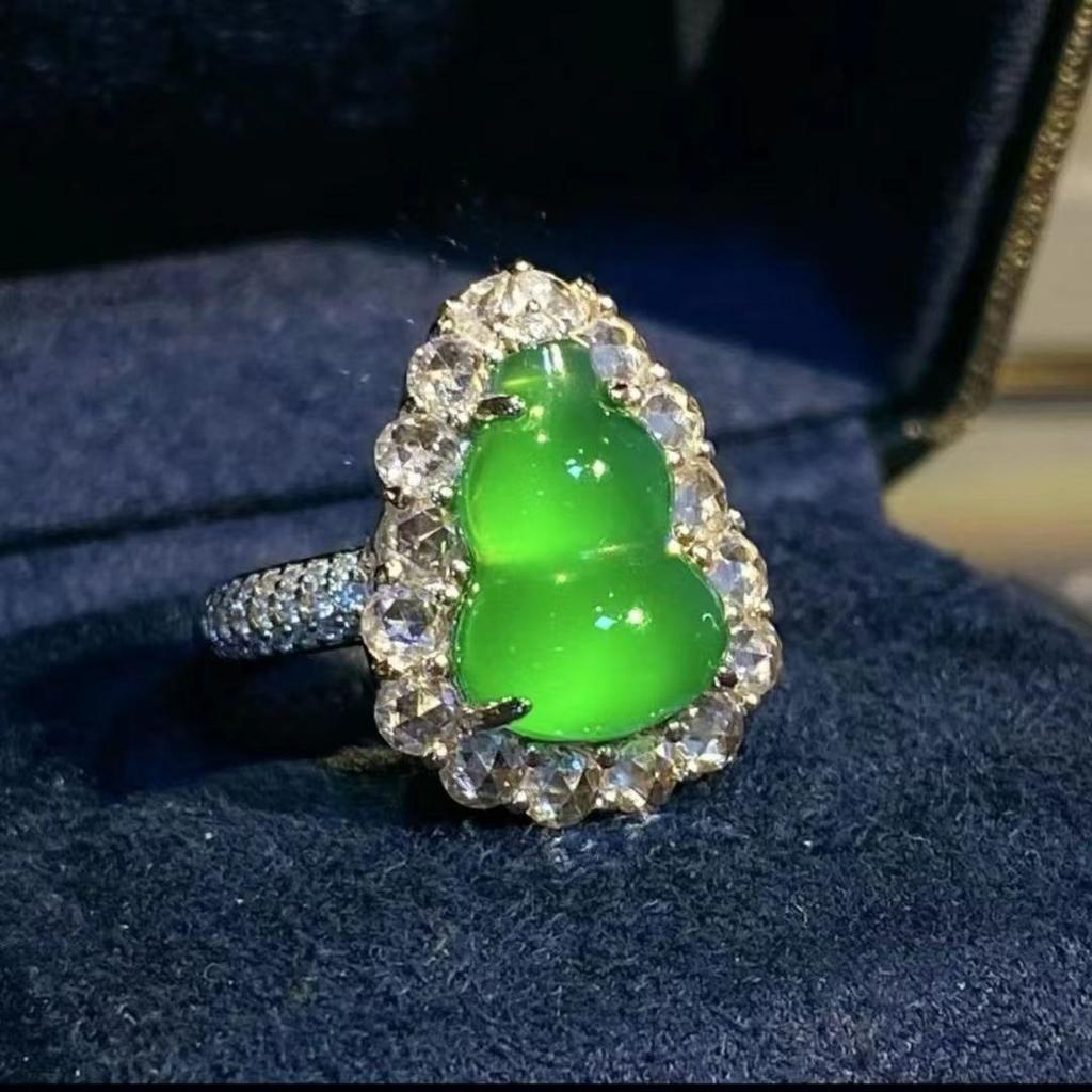 Имитация прозрачного льда халцедонового агата в стиле ретро, полное бриллиантовое тыквенное открытое кольцо, женские серьги-пряжки