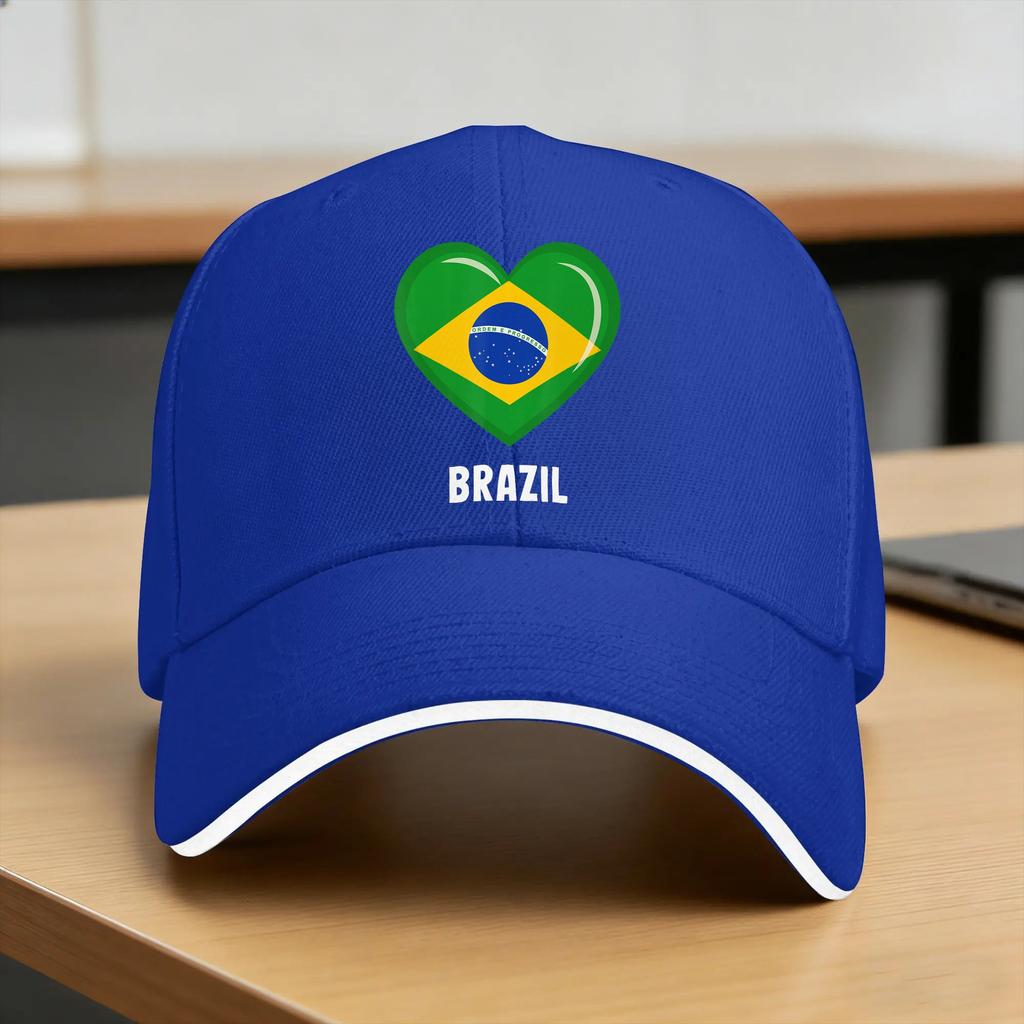 Brazil Flag Heart Baseball Cap  Unisex Women Custom DIY Hip Hop Hats Summer yk Cute Running Hippie Sun Visor Baseball Caps