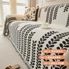 Non Slip Chenille Sofa Cover with Leaf Pattern All Season Elegant Sofa Protector