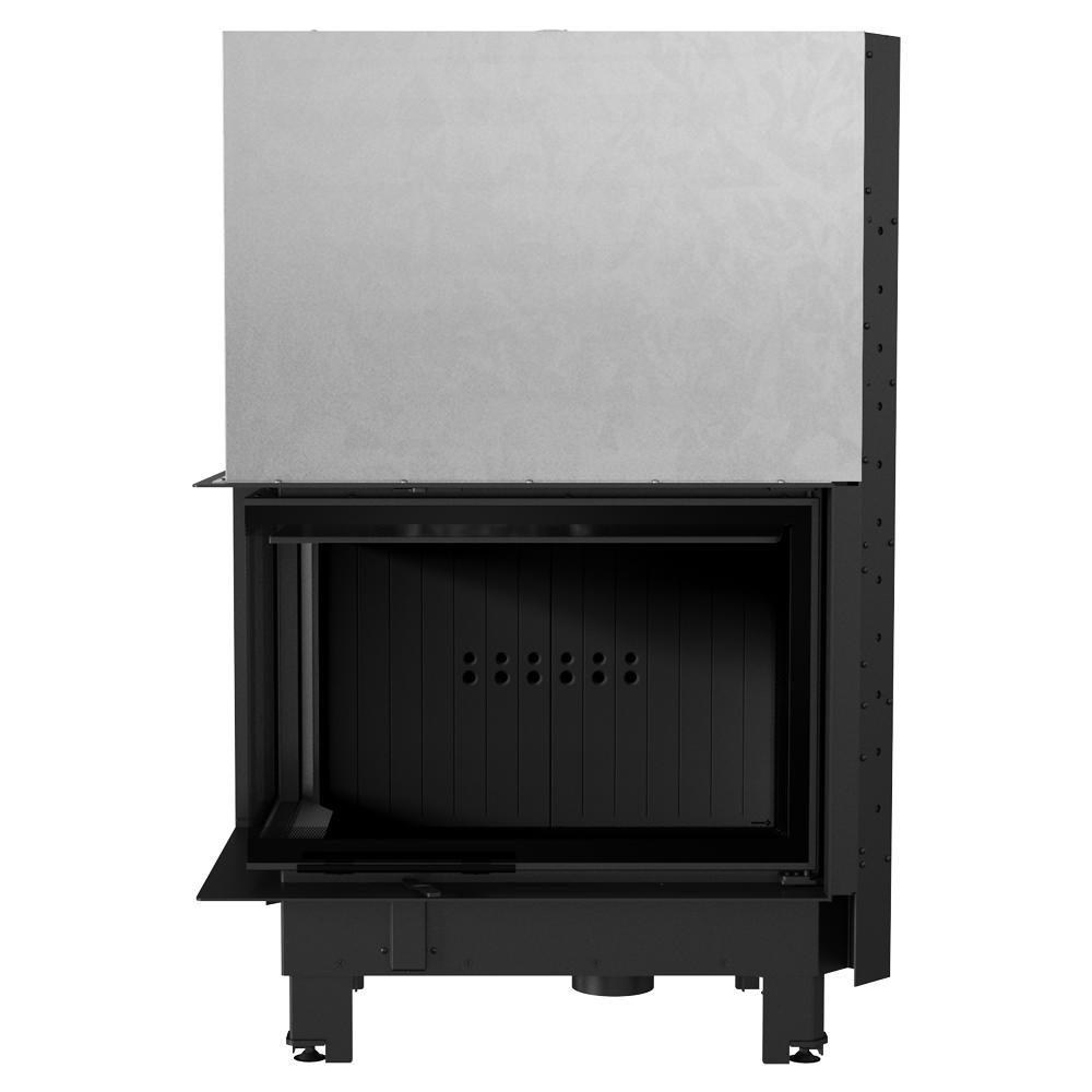 Steel fireplace KRATKI MBA left 17 kW Ø 200 Lift-up black thermotec