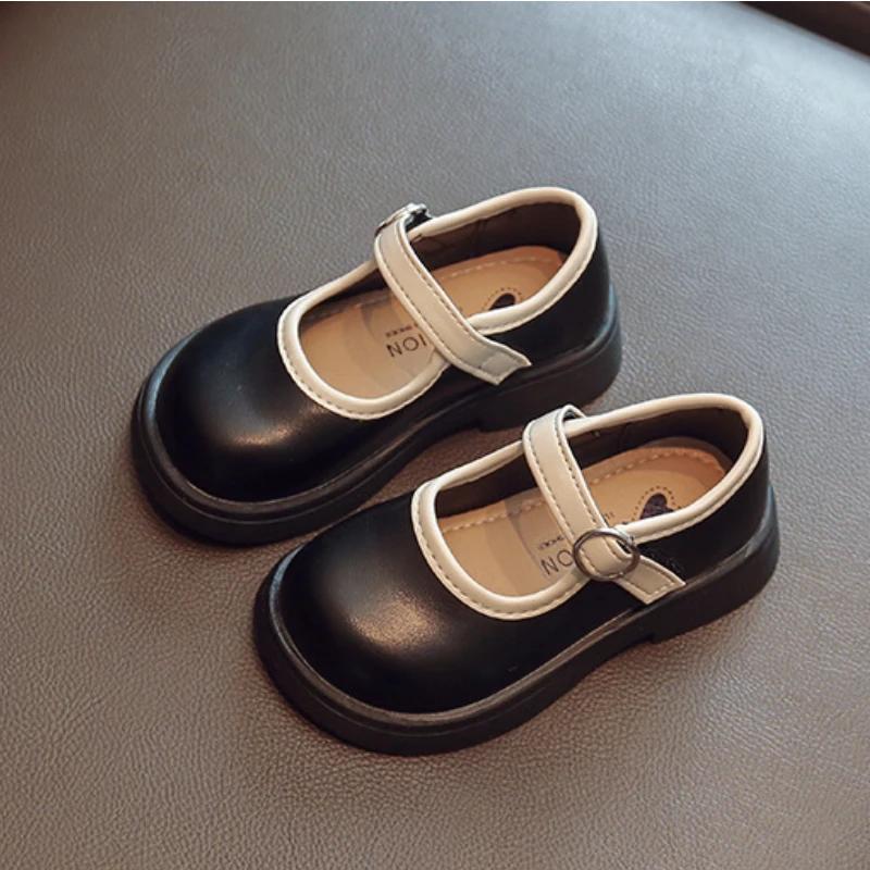 Туфли из кожи для девочек Мэри Джейн в стиле пэчворк повседневные детские туфли модные туфли принцессы с толстой подошвой дышащие универсальные