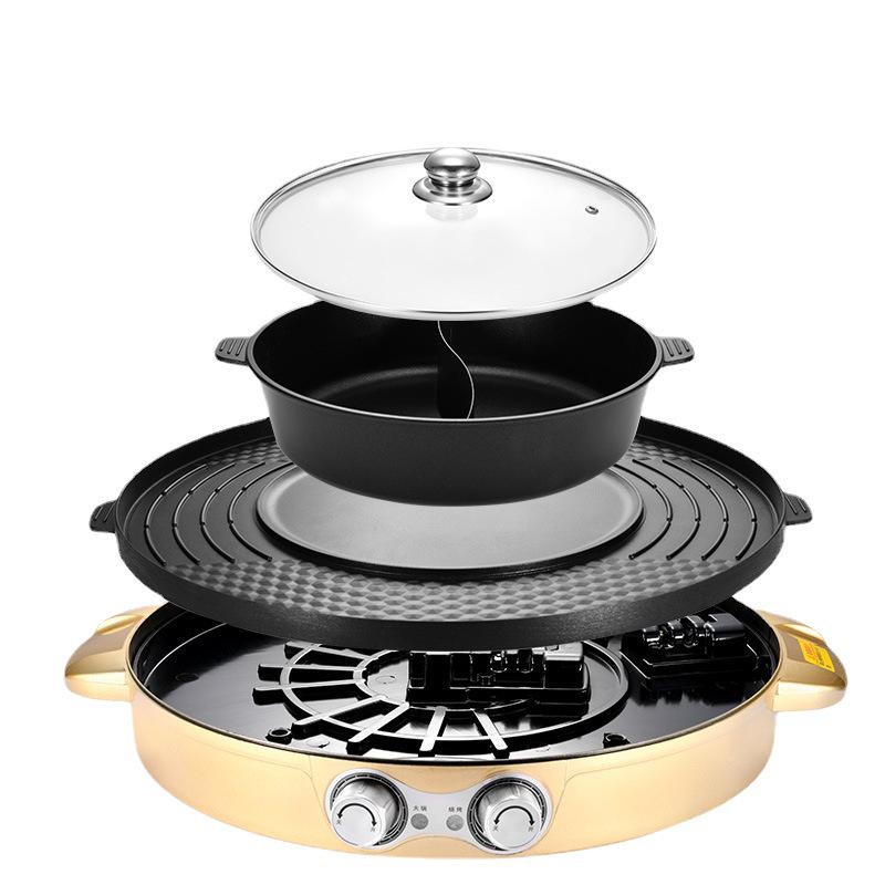 Бездымный антипригарный электрический гриль и многофункциональный хот-пот Шабу-Шабу