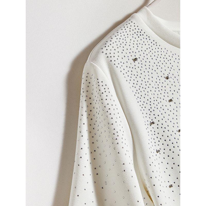 Area Water Soluble Drill! Easiest for Match Girls' Fashionable Round Neck Short-Sleeved Stretch Cotton Flash Heart T-shirt All Year Round Wearable