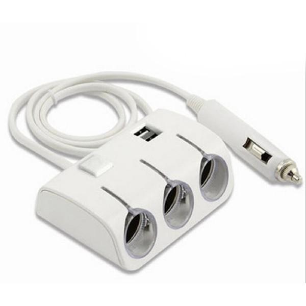 Car Cigarette Lighter One To Three Power Distributor, 60W Multifunctional Car Charger Dual USB Car Phone Charger Usb Hub