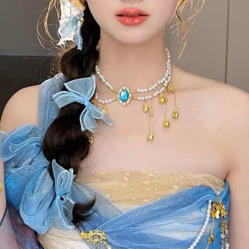 Танец на лбу Подвеска для бровей Головной убор Древний стиль Покрывает лицо Шторы Цепочка на лоб Капля воды Украшение для волос Цепочка на голову Ожерелье