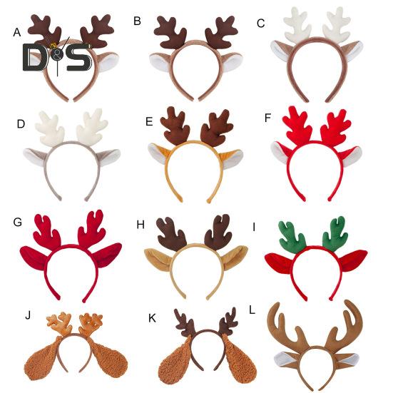 Christmas Headband Antler Decor Hair Hoop Festive Reindeer Design Headgear Women Elastic Comfortable Xmas Hair Accessories