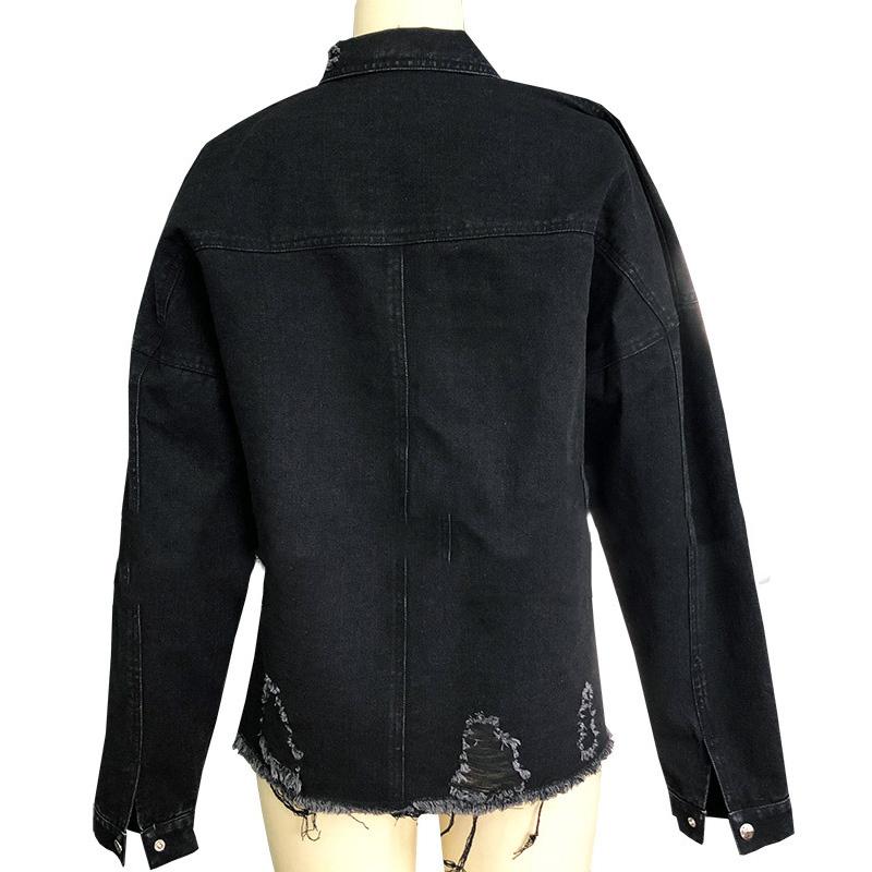 Женская джинсовая куртка Spring Hole Breaking средней длины, винтажная куртка с длинным рукавом