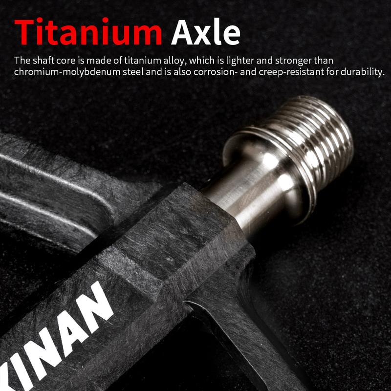 KINAN Bicycle Carbon Pedals 4 Bearings 141G Ultralight Titanium Axis with 12 Screws For Road Bike MTB Cycling Accessories
