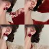 Серебряная Игла Анкара Красный Бархат Бант Жемчужные Серьги Нишевые Ретро Пусеты Осенние и Зимние Премиум Серьги