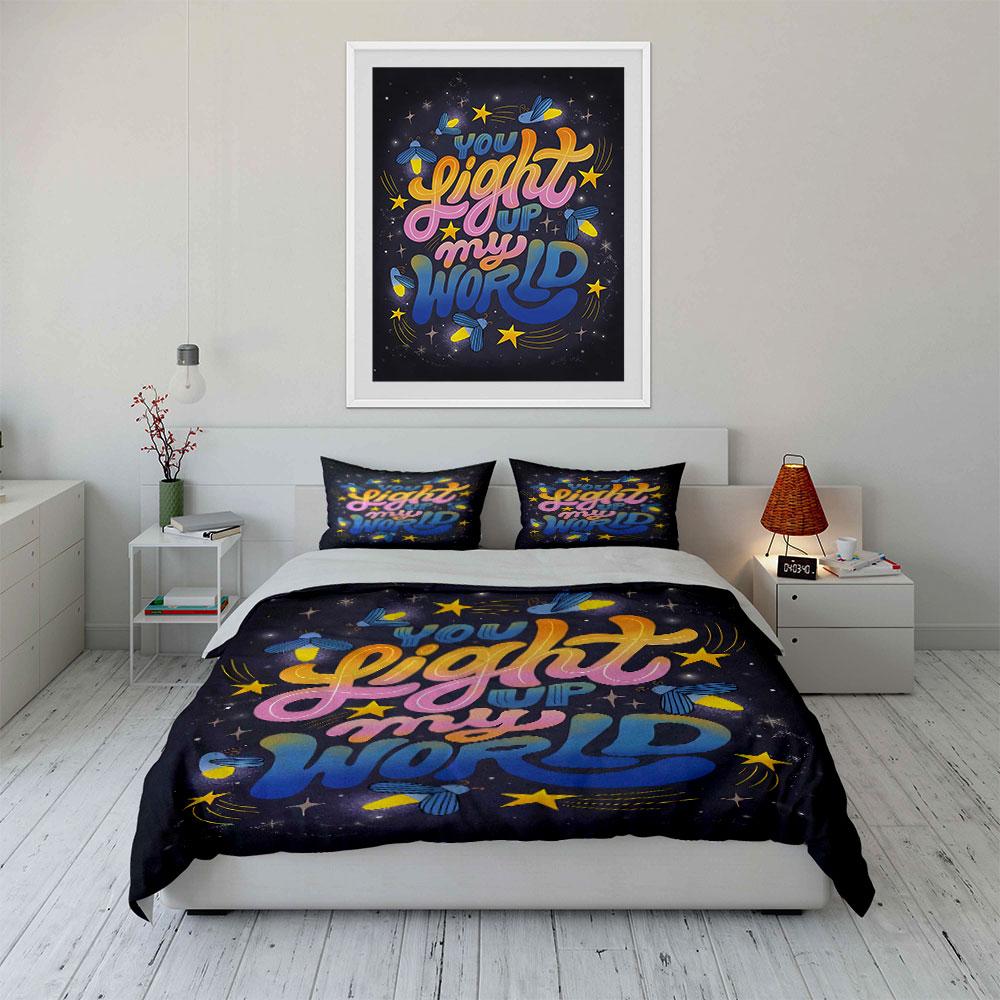 Text, stars, and butterflies. Bedding sets Duvet cover sets Duvet covers Pillowcases(1* Duvet Cover 2* Pillowcases without duvet insert)
