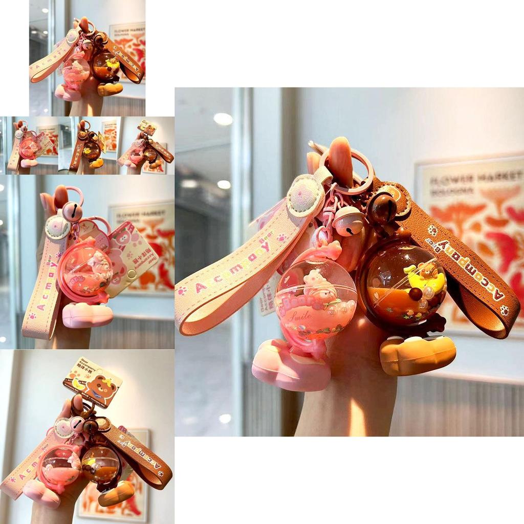 Очаровательный силиконовый брелок-подвеска в виде глобуса с мишкой, милый мультяшный шарм для сумки