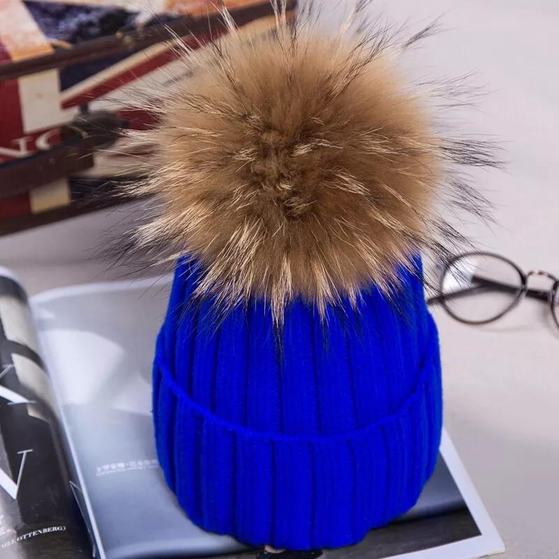 Ladies Womens Winter Warm Knitted Beanie Ski Hat Faux Fur Bobble Pom Pom Hat