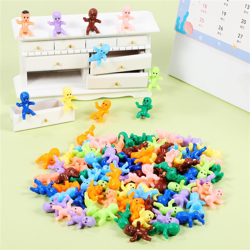 100Pcs Mini Plastic Babies Tiny Baby Figurines Small Party Favor Supplies Shower Birthday Decorations Cake Topper Ice Cube