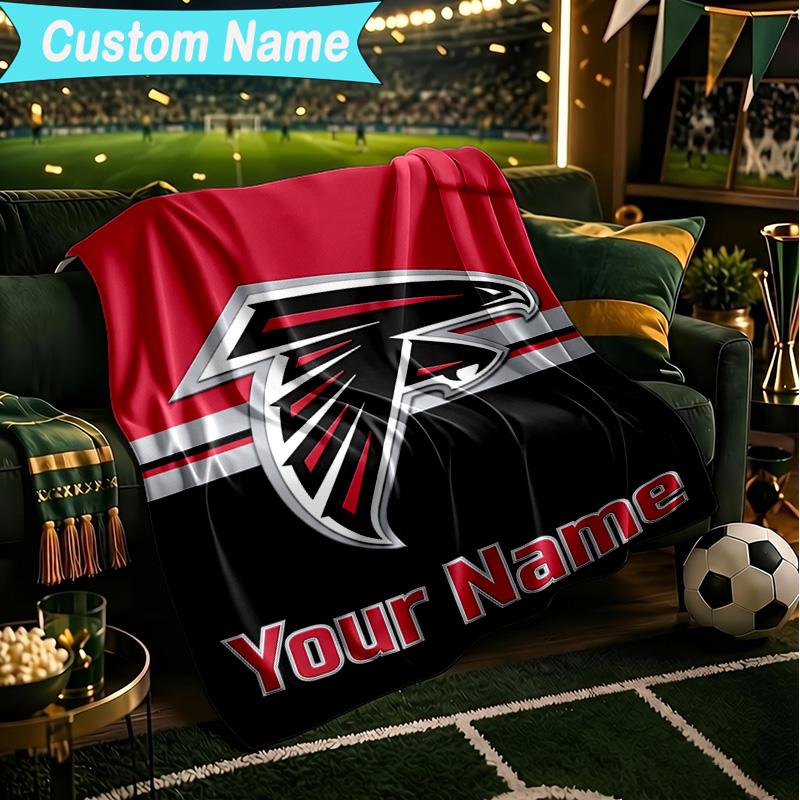 1PC Custom Name Blanket Atlanta Logo Flannel blankets Patterns Throw Blanket All-Season Soft Gift for Couch, Bed, Camping, Birthday gifts