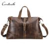 CONTACT'S Мужские сумки-тоут из натуральной кожи Сумки для багажа большой вместимости Сумки на плечо Винтажные мужские дорожные сумки Сумки для ноутбука 13,3 дюйма