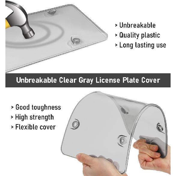 2 Pack Clear License Plate Cover And Frame Combo, License Plate Protector Unbreakable License Plate Shields Tag Holder Fits Standard US Plates With