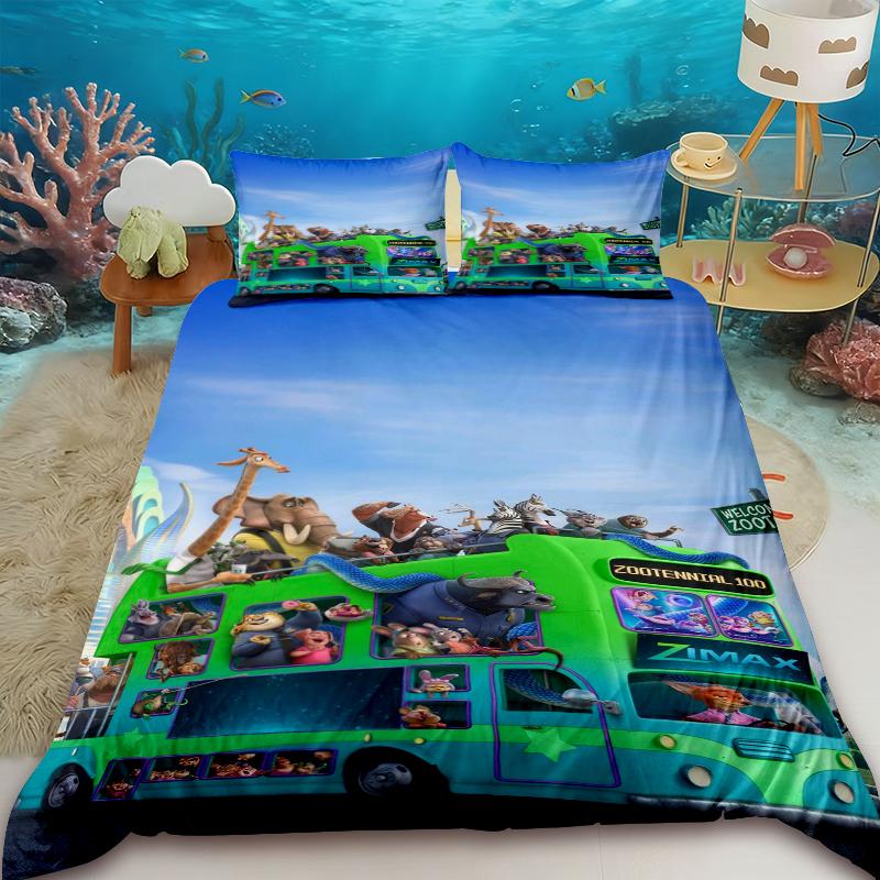 Zootopia Duvet Cover Judy Nick Anime with 2 Pillowcase Bedding Set Soft and Skin-friendly Kids Bedroom Decor Holiday Gifts