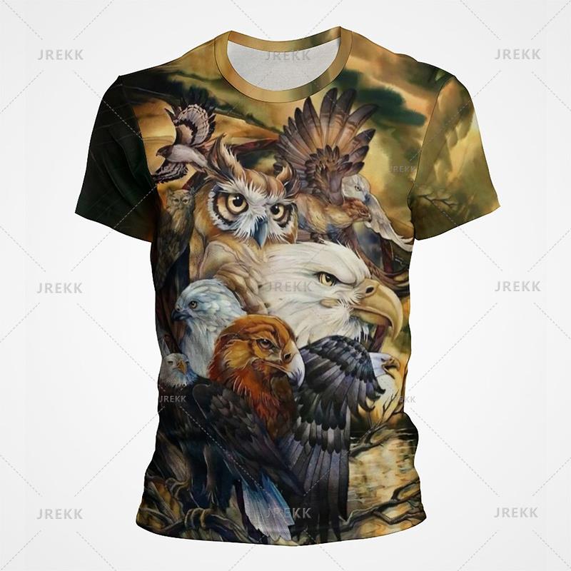 Футболки в уличном стиле с принтом американского орла и ястреба Белая голова морского орла с графическим принтом, полностью покрытая футболка Breathe Casual с коротким рукавом