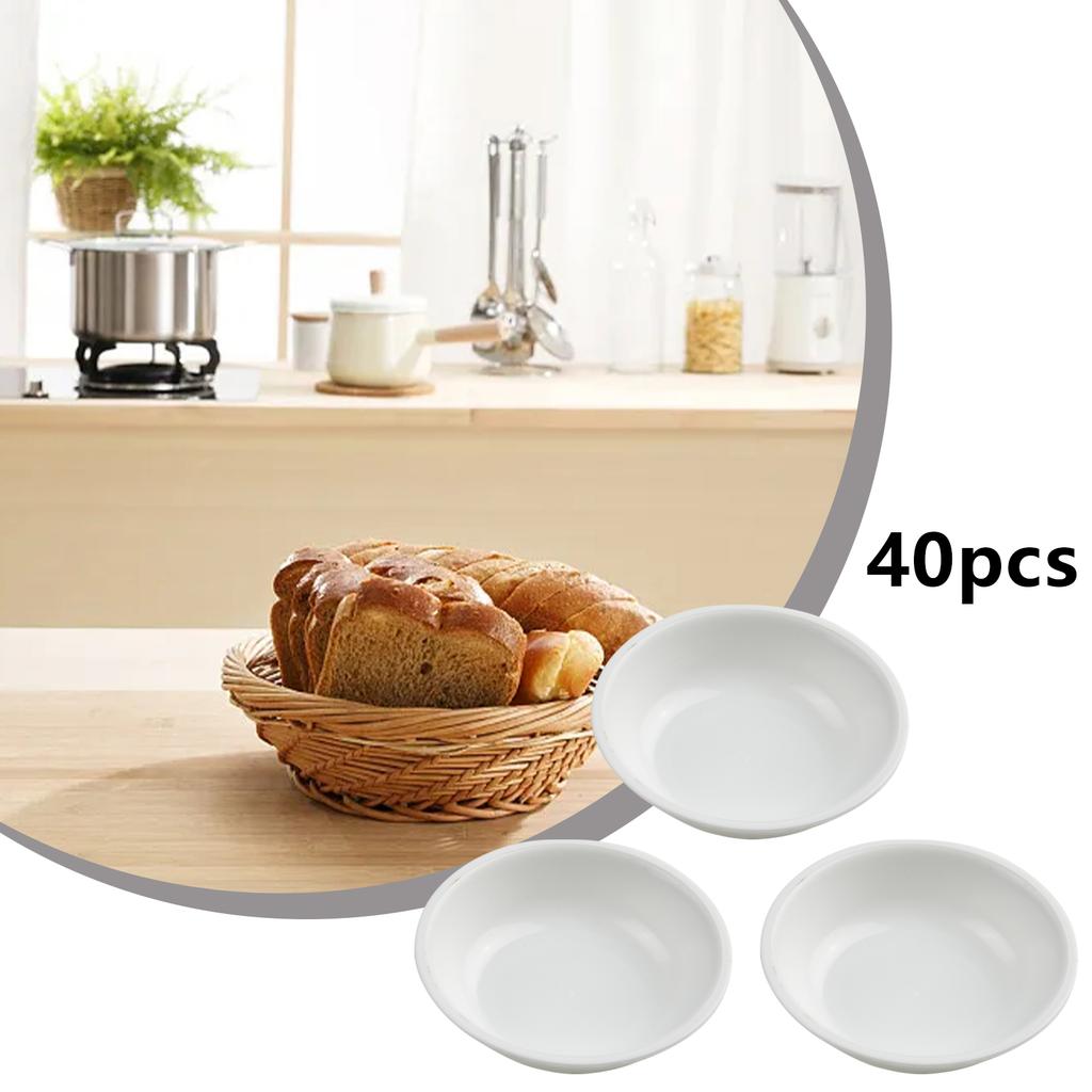 Sauce Plate Ound Bowl Portable Seasoning Dish Soy Sauce Spice Bowl Vinegar Bowl White PP Plastic 40pcs Brand New