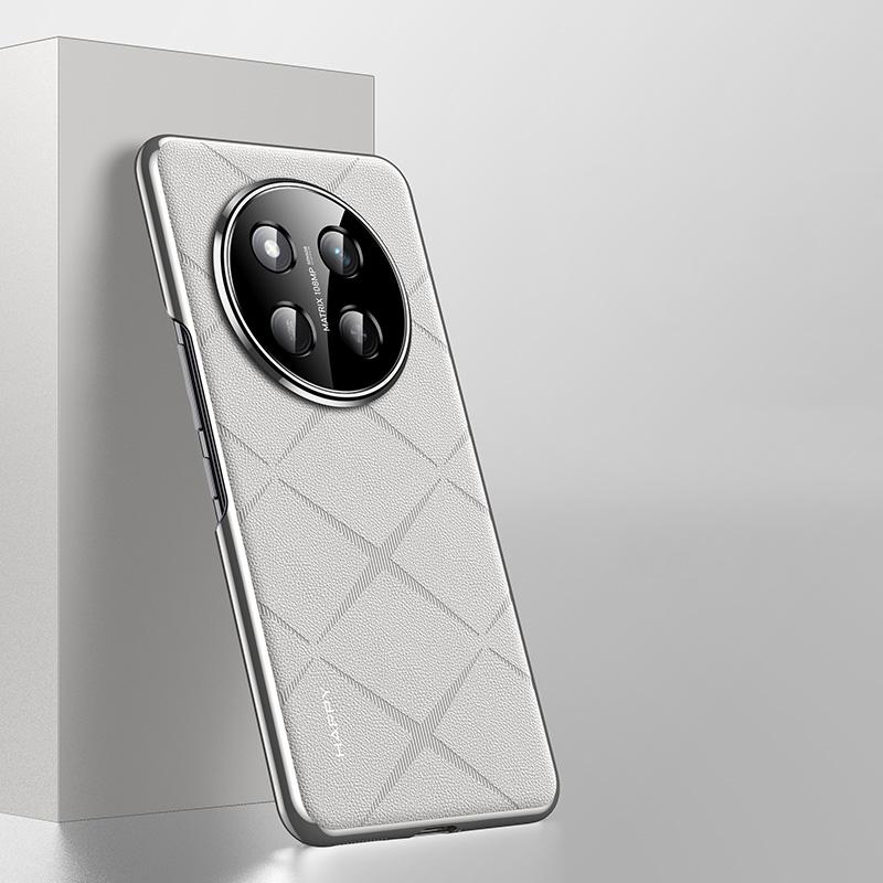 KEYSION Luxury Grid Pattern PU Leather Case for HONOR X9c Plating Hard PC Shockproof Phone Back Cover for Huawei Honor X9c 5G