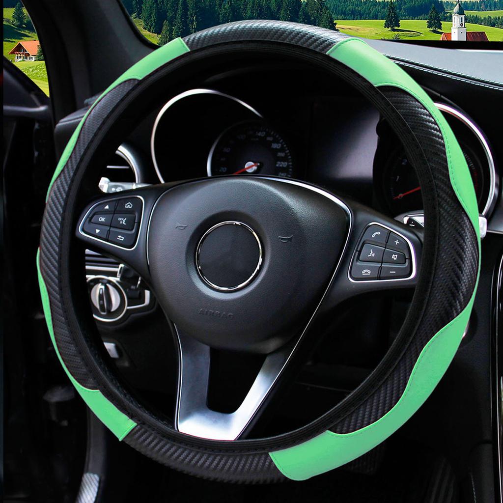 Car Steering Wheel Cover, Carbon Fiber Ultra-fine Elastic Steering Wheel Protective Cover, Car Decoration for Most Cars, Trucks