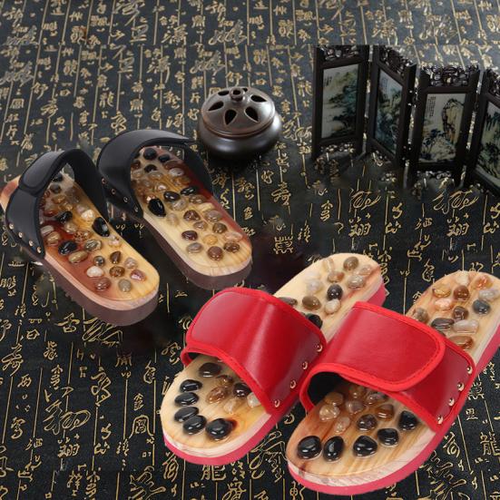 1 пара массажных тапочек с регулируемым ремешком, дизайн для снятия усталости, галька, акупрессура, массажер для ног, обувь для мужчин и женщин