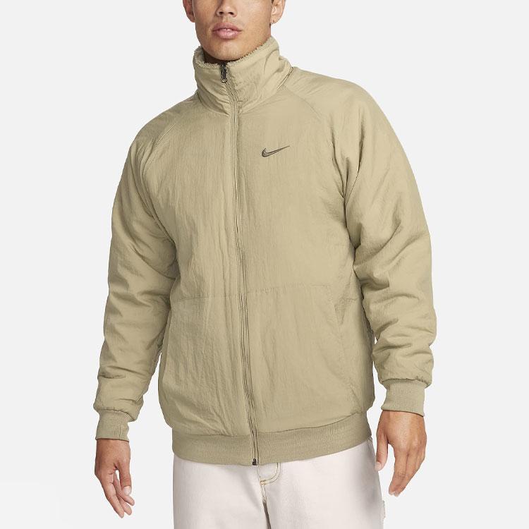 Nike Двусторонняя куртка-флис с воротником-стойкой и длинным рукавом для мужчин Верхняя одежда Нейтрально-оливковый FQ8044-276