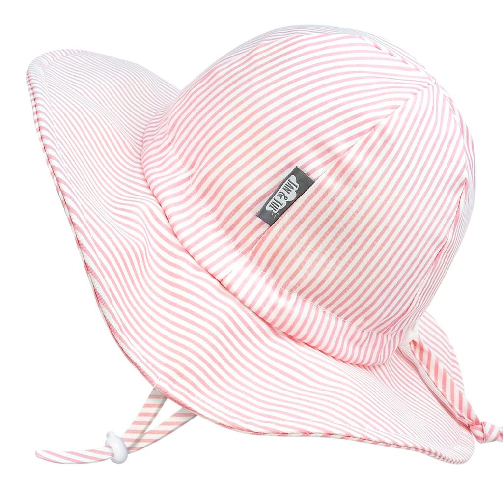 JAN JUL Cotton Sun Adjustable Cute Summer Floppy Hat for Babies Pink & Girls' Hat, Size, (Small 0-6 Months, Stripe)