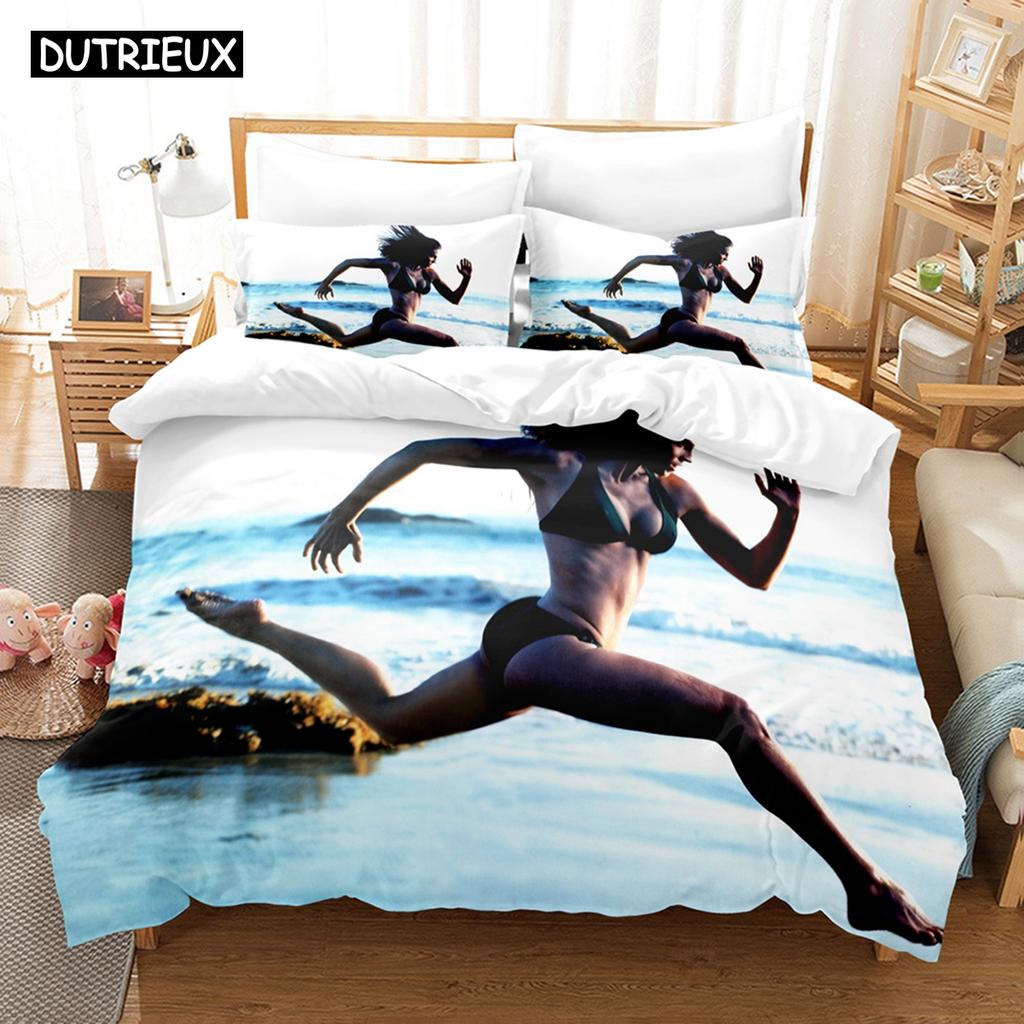 3D Printed Summer Bedding Sexy Bikini Women Bedding Set Down Quilt Cover With Pillowcase Double SIngle King