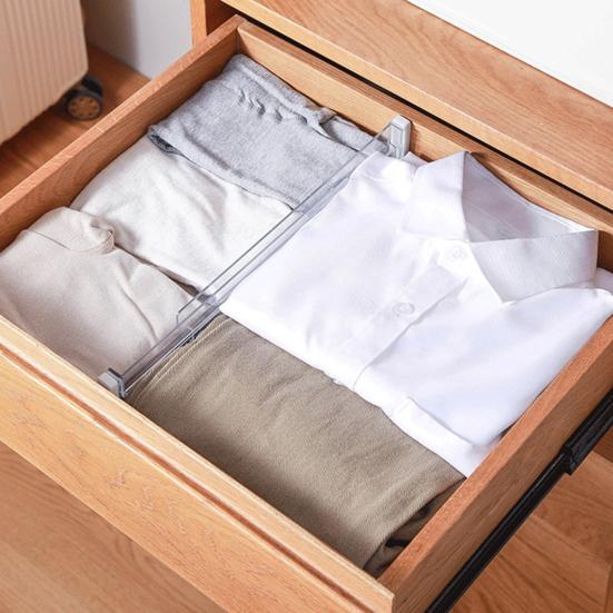 Adjustable Drawer Divider Clear Drawer Organizer Expandable Drawer Separator for Clothes Baby Utensils Cutlery Bedroom Kitchen Drawer Organization