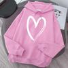 Sweatshirt Women's Heart-print Plush Top For Loose Casual Sports Hooded Pullover