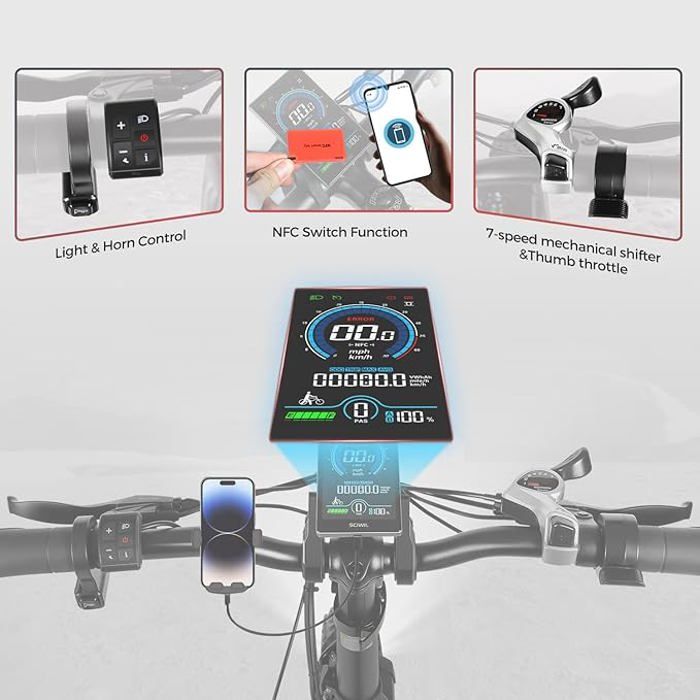 Vélo Électrique - SAMEBIKE - LOTDM200-II-FT-BK - 48V 13Ah - Autonomie 60-120 km - 20 pouces