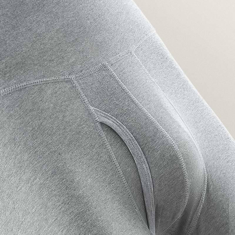 Мужские длинные боксеры-брифы из хлопка с высокой посадкой и защитой от натирания - больших размеров для спорта и тепла