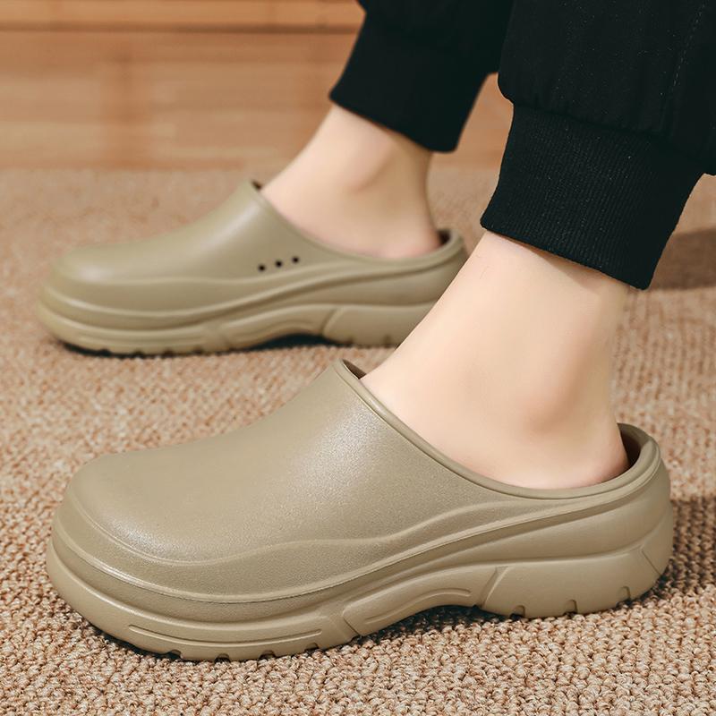 Летние мужские новые тапочки для улицы, противоскользящие, для хайкинга, на платформе, водонепроницаемые, женские, цельнолитые поварские туфли из ЭВА