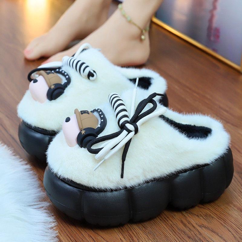 2024 новейшие тапочки из запутанной веревки белого цвета для дома с высоким каблуком, меховые шлепанцы, женские уличные теплые меховые тапочки, домашняя обувь