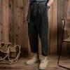 Осенние и зимние мужские брюки, японские ретро-утолщенные вельветовые брюки, мужские, 98% хлопок, мешковатые прямые брюки с поясом, повседневные мужские брюки