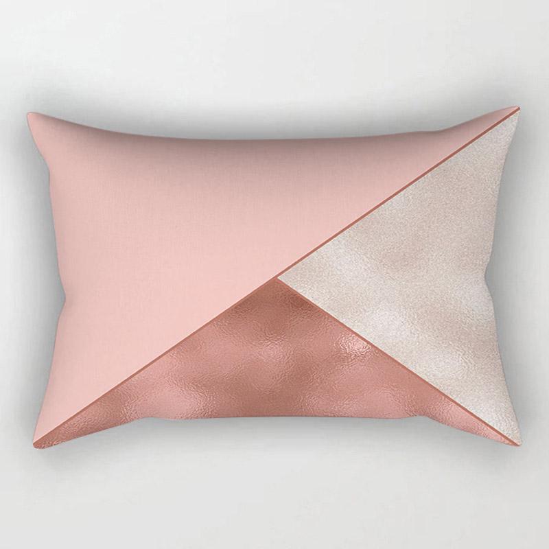 Trendy Unisex Popular Home Textile 30x50cm High Quality Decorative Pillow Covers 1PC Hot Sale Cushion Covers For Sofa Rose Golden Pink Geometric