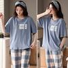 Домашняя одежда для сна с круглым вырезом, дышащая летняя футболка для сна с мультяшным принтом для девочек, комплект укороченных брюк, повседневная одежда