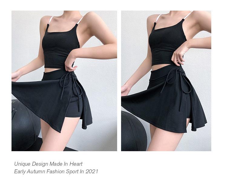 Женская юбка-шорты для йоги и тенниса с защитой от просвечивания: Фальшивый костюм-двойка с боковым разрезом, шорты для спортзала