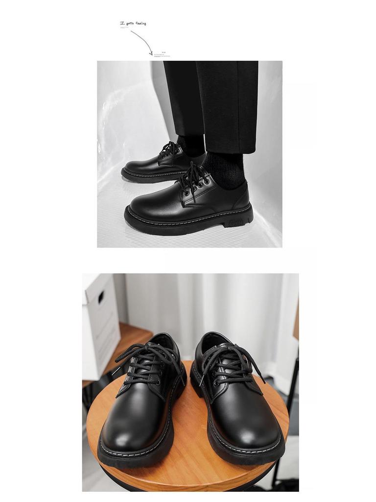 Мужские повседневные черные кожаные ботинки Мартин - Маленькие, Формальные, Деловые, Рабочие туфли