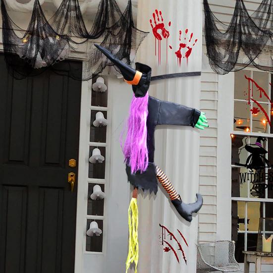 Large Crashing Witch Into Tree Halloween Decoration Outside Flying Witch Hitting Tree Prop for Outdoor Yard Garden Lawn Front Porch Decor