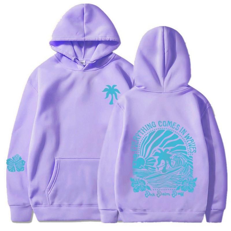 Mens Hooded Sweatshirt With Sunset Print Loose Fit Long Sleeve Casual Streetwear