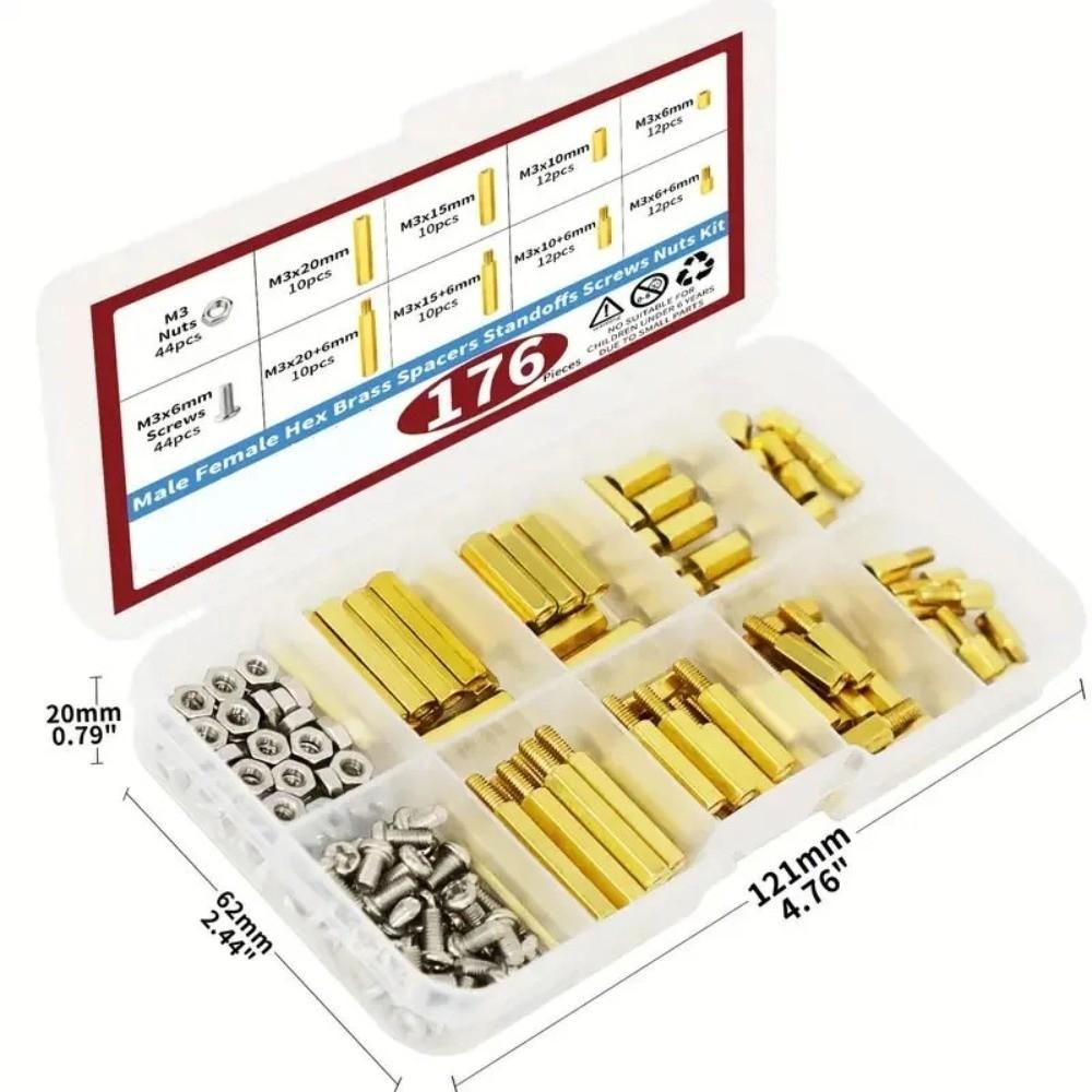 176pcs Hex Male-Female Motherboard Standoffs Brass Brass Standoff Spacer Motherboard Installation