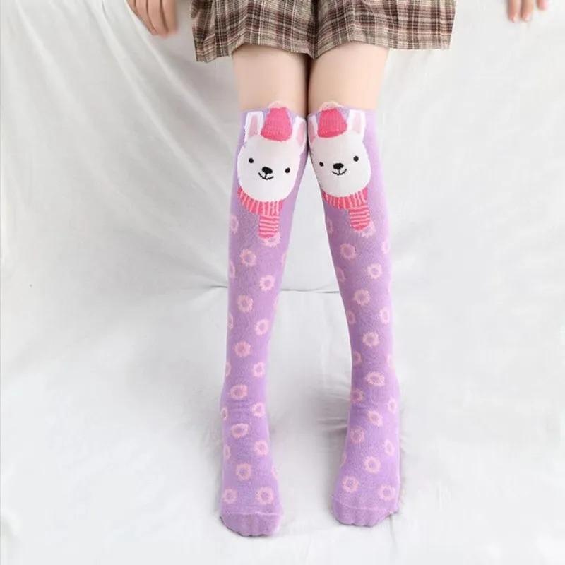 Children Socks Long Socks Girls Cartoon Knee Socks Free Size Foe 3-12 Years Child