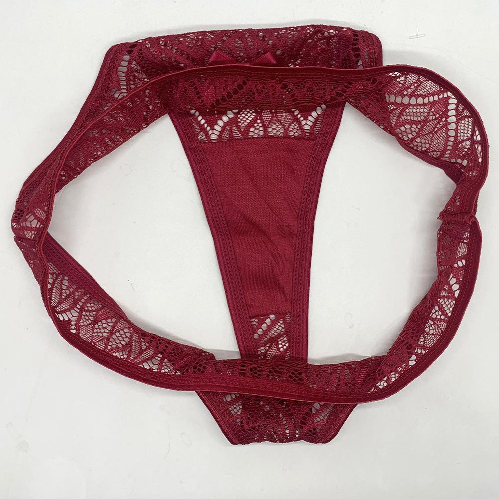 Women Sexy Lace G-string Cotton Thong Strings Ladies T-back Panties Woman Underwear Lingerie 6 Pcs