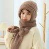 2-in1 Soft Warm Scarf Cap Crochet Hooded Scarf Hat for Skiing Hiking Universal Lady Windproof Shawl Hat with Neck Covers
