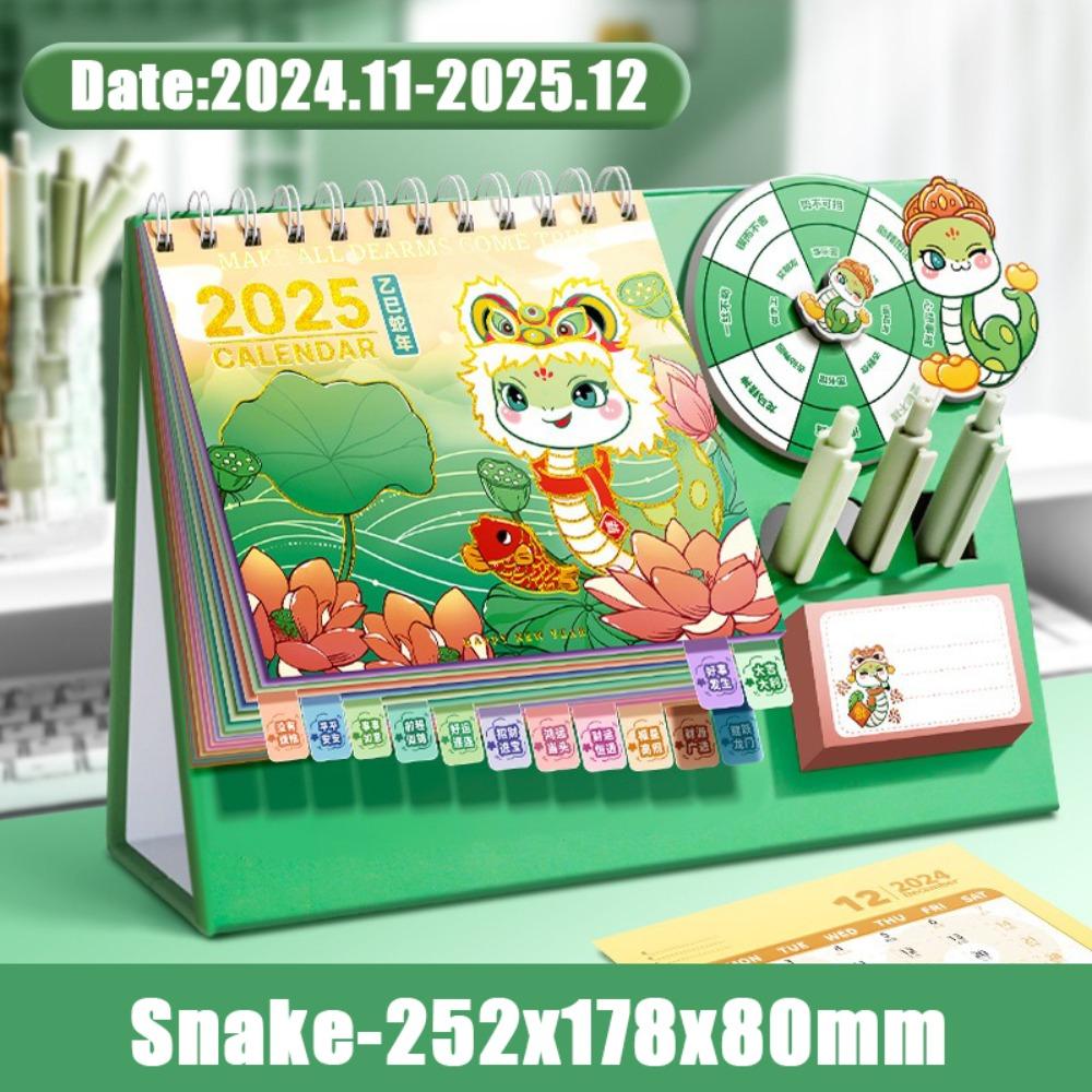 Календарь на 2025 год с колесом удачи Капибара/Змея Ежедневный Ежемесячный Планировщик Расписание Школа