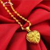 "Gold Heart & Water Drop Rose Necklace Pendant"